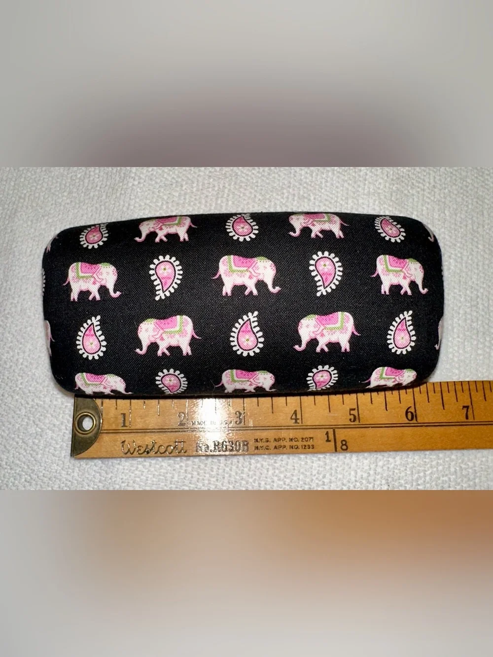 Vera Bradley Black Eyeglass Case with Pink Elephant Print
